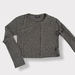 TopShop Grey Striped Cropped Top Size 2